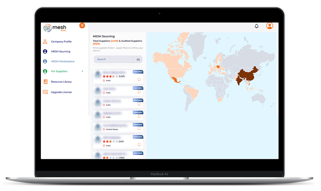 MESH Works Supplier Management Dashboard